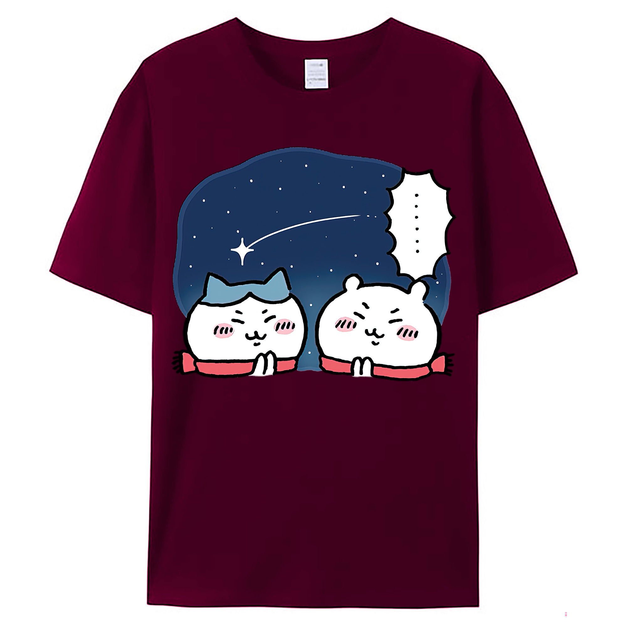 （画像用） ちいかわ ハチワレ Chii-kawa hachiware レディースカジュアルプリントTシャツ（綿100％）